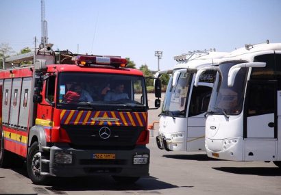 آتش سوزی اتوبوس مسافربری در پایانه تبریز مهار شد