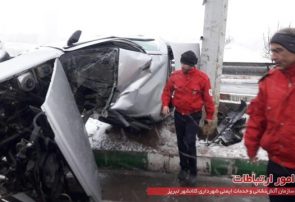 برخورد هفت دستگاه خودرو سواری در اتوبان پاسداران تبریز، ۳ مصدوم برجای گذاشت